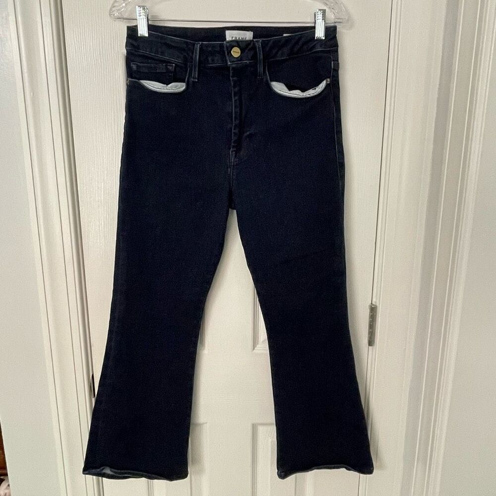 Frame Le One Crop Mini Boot Jeans Blue Size 2